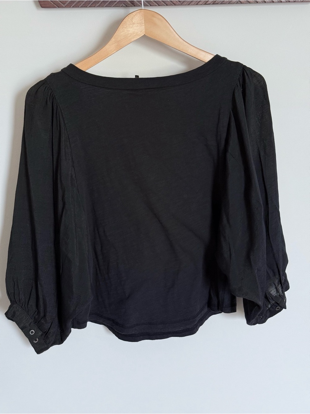 Anthropologie Akemi + Kin Decker Square Neck Balloon Sleeve Top Black Small - Picture 4 of 14